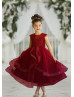 Pearl Beaded Neck Lace Tulle Flower Girl Dress With Horsehair Hem